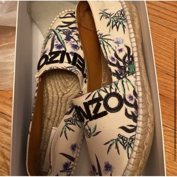 Kenzo Cream and Purple Espadrilles with Botanical Design size US 8 EU 40 - Picture 3 of 4